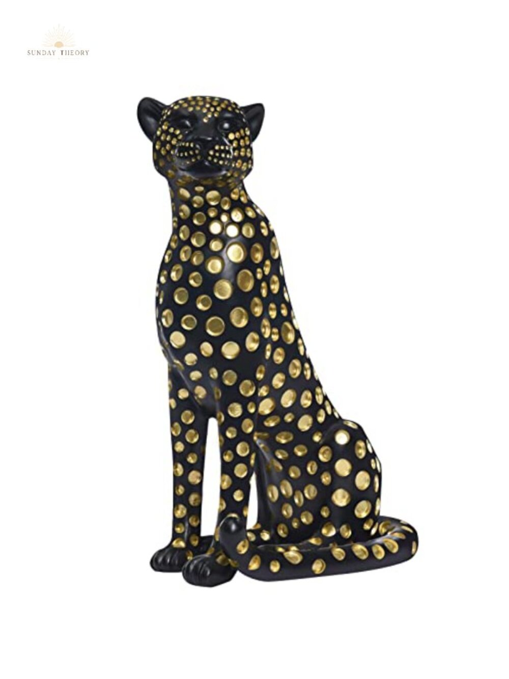 Resin Leopard Sculpture Art Deco Statue Gold Polka Dot Decor